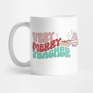 Teacher Christmas Cake Very Merry Groovy Christmas Vibes Mug